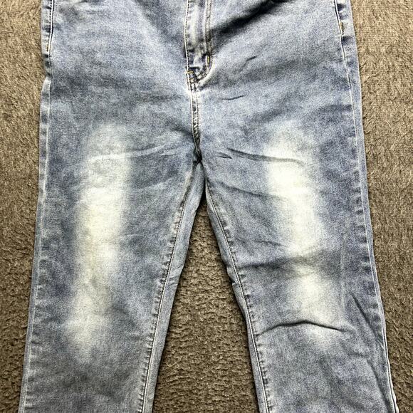 Dazy-Less Women’s Straight Leg Jeans M Light Wash Raw Hem Stretch Denim Pants - Picture 11 of 16